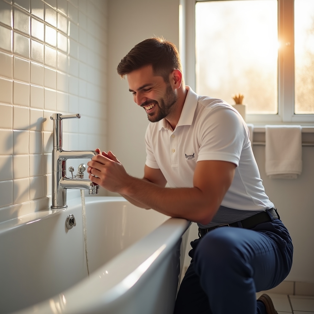 Prověřený technik při instalaci v koupelně